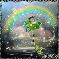 minou52-baby och regnbåge - Gratis animerad GIF
