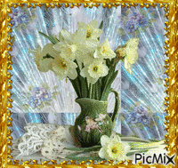 daffodils in a vase - GIF animé gratuit