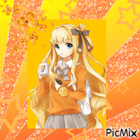 Orange Girl Kawaii geanimeerde GIF