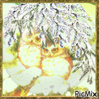owls in the snow GIF animasi