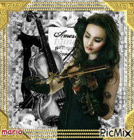 femme au violon - Darmowy animowany GIF