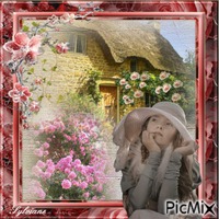 La maison fleurie sous les roses. animoitu GIF