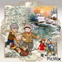 Les joies de l'hiver - Бесплатный анимированный гифка