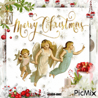 Merry Christmas-angels κινούμενο GIF