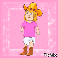 Western baby and pink background