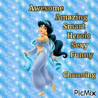 Jasmine with descriptive words animuotas GIF