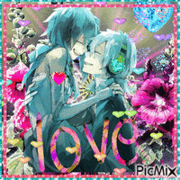 anime couple love - GIF animé gratuit