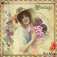 Femme vintage en couleur Beige - GIF animé gratuit