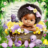 Cute Chibi babies - Easter - GIF animé gratuit