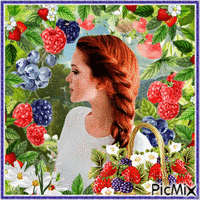 Red hair woman with fruits