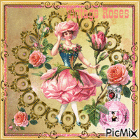 fille comme rose et son parfum Vintage animovaný GIF