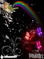 rossignol & papillons - Besplatni animirani GIF