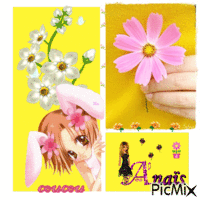 jaune rose fleurs アニメーションGIF