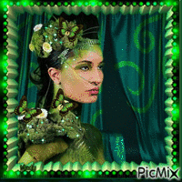 Portrait d'une femme en vert - Безплатен анимиран GIF