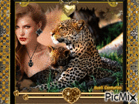 Mulher e leopardo - Nemokamas animacinis gif