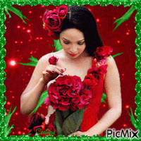 femme et couleur rouge et vert - Free animated GIF