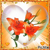 flor no coração - Ingyenes animált GIF