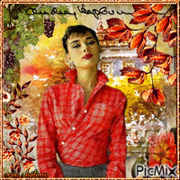 Audrey Hepburn automne GIF animé