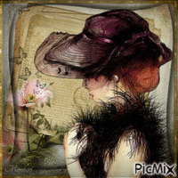 lady with hat анимированный гифка