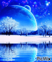 Beautiful Snowy Winter Night анимированный гифка