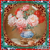 Art - Bouquet de Pivoines colorées 动画 GIF