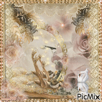 Gold and roses animēts GIF