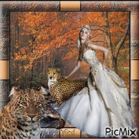 Mujer y leopardo.. - Kostenlose animierte GIFs