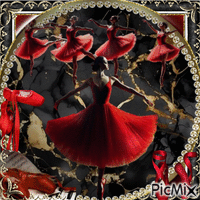Ballet - Colores rojo, dorado y negro - Bezmaksas animēts GIF