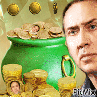 Nicolas Cage And Gold Coin - GIF animasi gratis