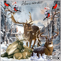 Winter. Have a Nice day. Deers - Бесплатни анимирани ГИФ