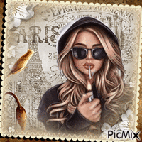 Femme avec une cigarette - GIF animado grátis