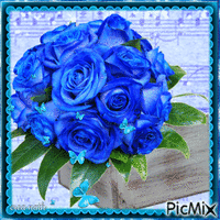 La rose bleue / concours - GIF animado grátis