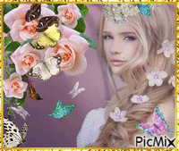 Jeune fille aux papillons.. Animated GIF