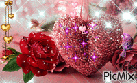 Coeur & rose - GIF animado gratis