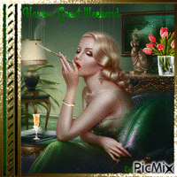 Have a Great Weekend. Woman in green - Bezmaksas animēts GIF