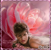 Woman in bed of rose Animated GIF