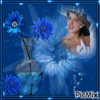 retrato flores azules