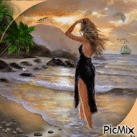 Frau im Wasser - GIF animado gratis