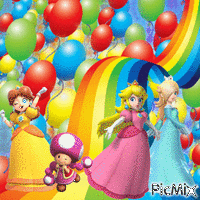 Rainbow Mario Girl Power - GIF animado grátis