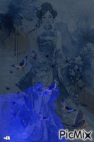 Un cuadro en azul animeret GIF