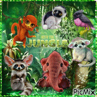 Cute fantasy animals in the jungle