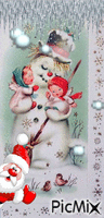 Snowman And Santa! - Free animated GIF