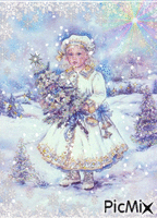Christmas tree girl - Безплатен анимиран GIF