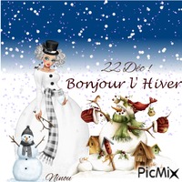 Bonjour l hiver  22 Déc 2023 анимированный гифка