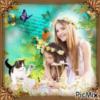 Happy mother with her daughter - GIF animé gratuit