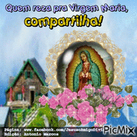 Quem reza para Virgem Maria, cmopartilha! animasyonlu GIF