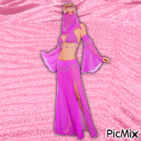 Pink genie in desert 2 GIF animé