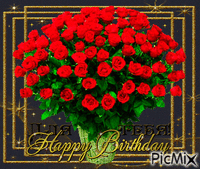 Happy Birthday Flowers κινούμενο GIF