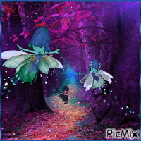 purple city fairies collection - purple forest Animated GIF