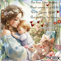 Happy  mother' day my friend / bonne fête des mamans - Бесплатный анимированный гифка